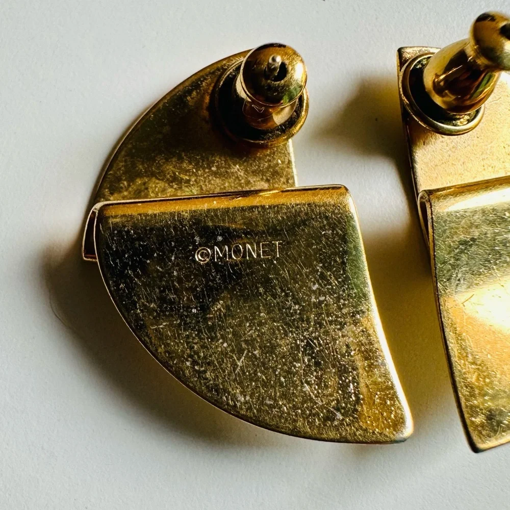 Vintage Monet Geometrical Folded Earrings
